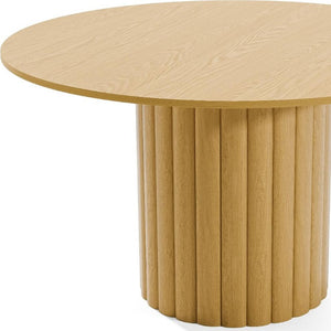 52 Inch Solid Wood Round Dining Table with Pedestal Base for Elegant Gatherings