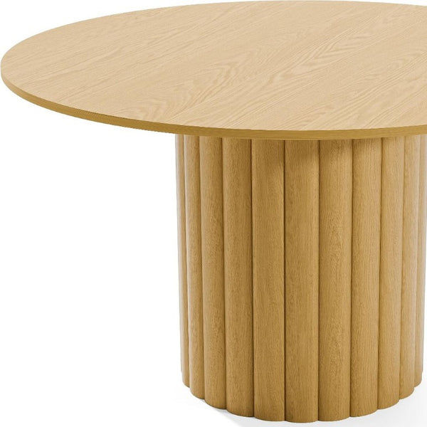52 Inch Solid Wood Round Dining Table with Pedestal Base for Elegant Gatherings