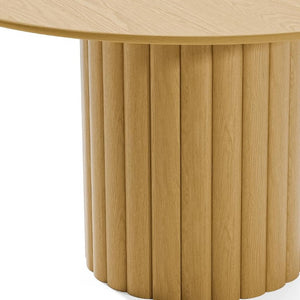 52 Inch Solid Wood Round Dining Table with Pedestal Base for Gatherings