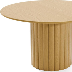 52 Inch Solid Wood Round Dining Table with Pedestal Base for Gatherings