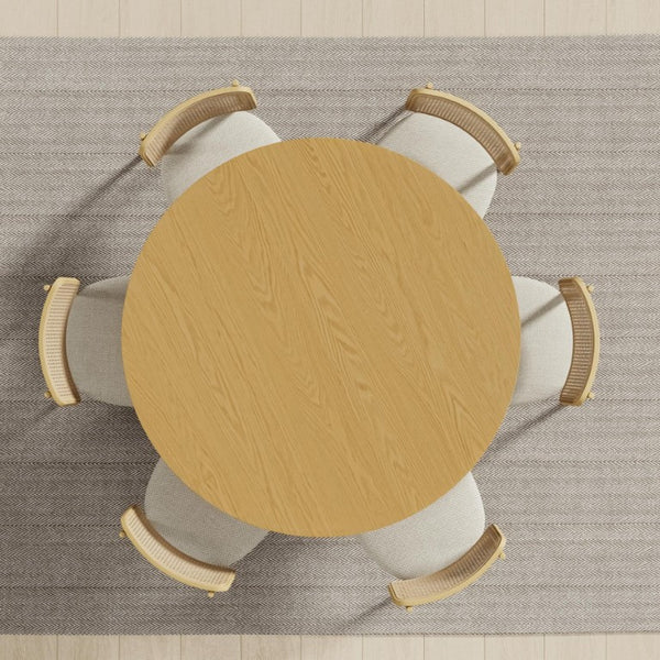 52 Inch Solid Wood Round Dining Table with Pedestal Base for Casual Gatherings
