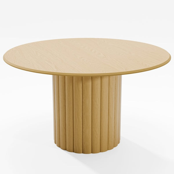 HomeRoots 52 Inch Solid Wood Round Dining Table with Pedestal Base for Farmhouse Kitchens 720989