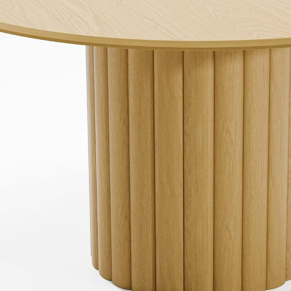 52 Inch Solid Wood Round Dining Table with Pedestal Base for Farmhouse Kitchens