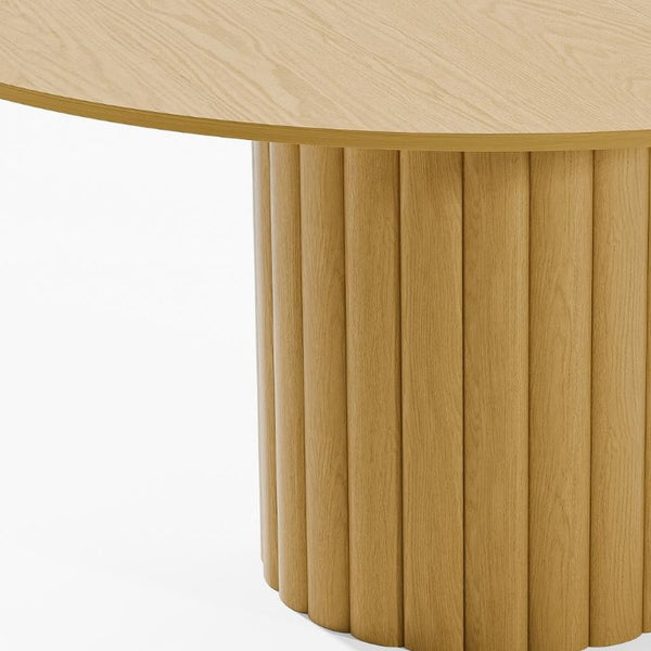 60 Inch Solid Wood Round Dining Table with Pedestal Base for Family Gatherings
