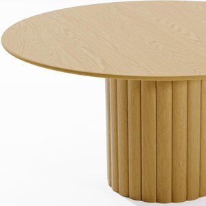 60 Inch Solid Wood Round Dining Table with Pedestal Base for Family Gatherings