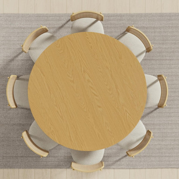 60 Inch Solid Wood Round Dining Table with Pedestal Base for Family Gatherings