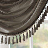 Madison Park Elena Traditional Faux Silk Waterfall Embellished Valance MP41-4958 Pewter