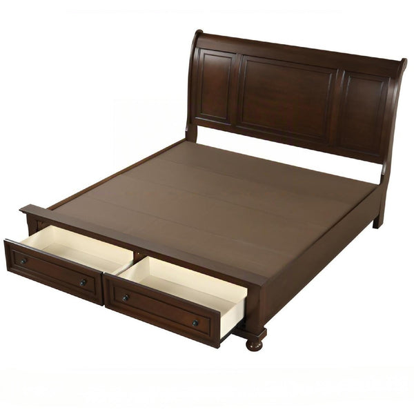 English Elm Meade King Sleigh Bed In Dark Cherry Finish With Storage Drawers – Elegant & Durable Design B078S00645