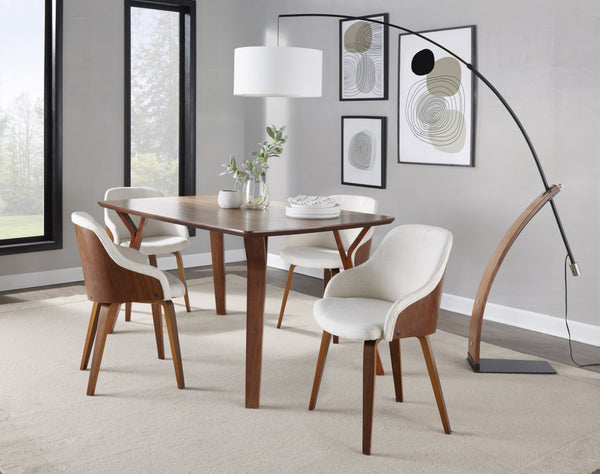 English Elm Dining/ Accent Chair Slatted Walnut Wood Frame Teal Upholstered Mid-century Seat B202P472714