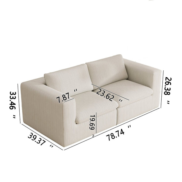 English Elm Modular Corduroy Loveseat Sofa Oversized Two Seater for Living Room Flexible Lounge W1955S00002