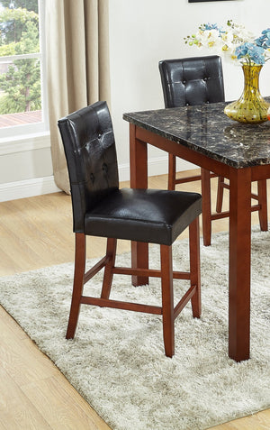 English Elm Beautiful 5pc Counter Height Dining Set with Square Table and Faux Leather Upholstered Chairs, Modern Chic Design Brown 46.25 L x 46.25 W x 14 H ESFTID594-5PC-SHB