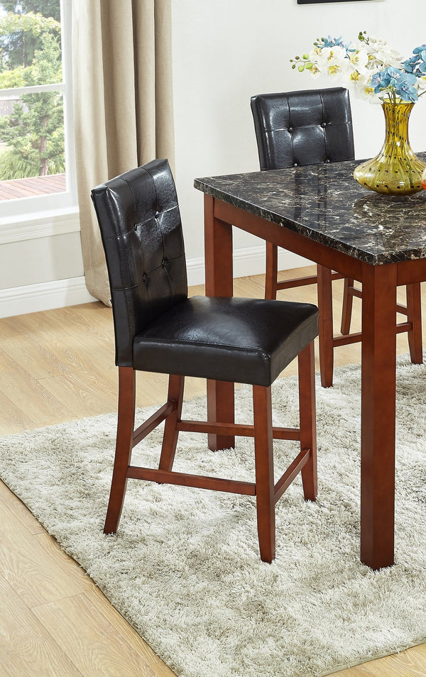 English Elm Beautiful 5pc Counter Height Dining Set with Square Table and Faux Leather Upholstered Chairs, Modern Chic Design Brown 46.25 L x 46.25 W x 14 H ESFTID594-5PC-SHB