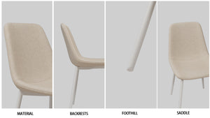 English Elm A modern linen padded dining chair set of 4 with ergonomic high back, sturdy white metal legs, comfy seats Beige W2189P190473