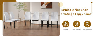 English Elm Luxury Modern Dining Chair Set Of 6 - White Pu With Black Metal Legs, Ergonomic Comfort & Style W1151P282703