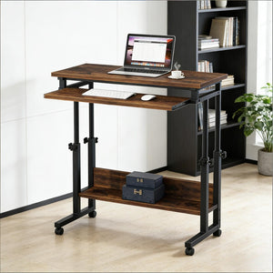 English Elm Office Rolling Desk Height Adjustable Standing Workstation with Keyboard Tray Small Spaces T3971P448243