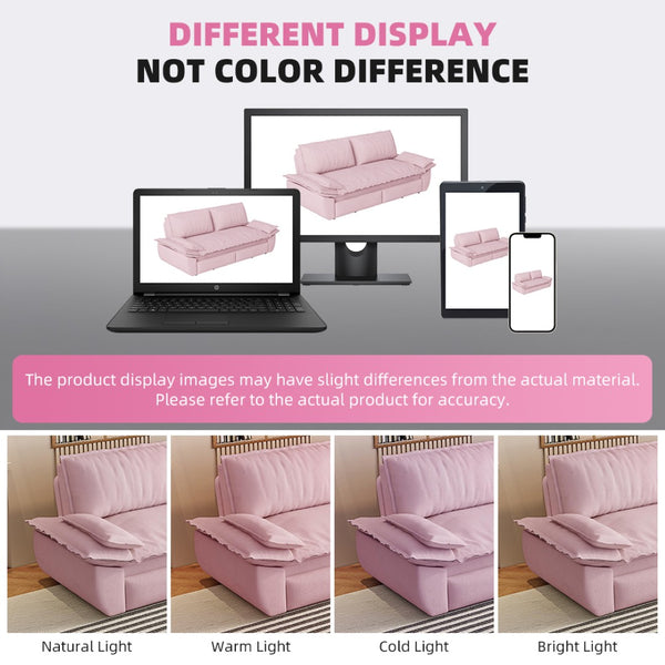 English Elm 73.2" Queen Sleeper Sofa Convertible Corduroy Loveseat for Guest Room or Living Space Pink W1885S00230