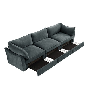 English Elm 3 Seater Sofa With Discreet Storage Drawers Under Each Seat For A Stylish, Clutter-Free Living Room W3041S00195