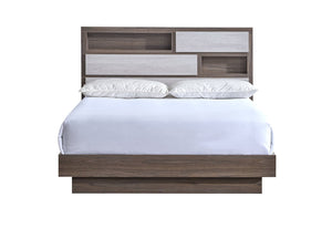 English Elm Aberdeen King Panel Bed Tall Headboard Gray Oak Finish Contemporary Bedroom Frame B078S00713