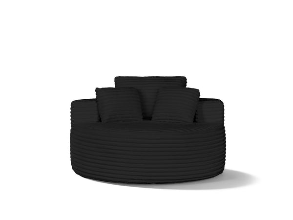 English Elm Round Modular Chenille Chaise Lounge Deep Seat Circular Sofa for Bedroom Living Room Black W5527P461610