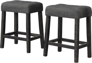 English Elm Transitional Engineered Wood 24" Counter Stool Set of 2 with Linen-Blend Cushions, Durable Antique Oak Finish Charcoal Black 25 L x 6 W x 23 H B011P356315