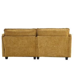 English Elm United Cozy Chenille Sofa For Two With Detachable Armrests, Footstools & Convenient Side Pockets W1568S00140-GIGA