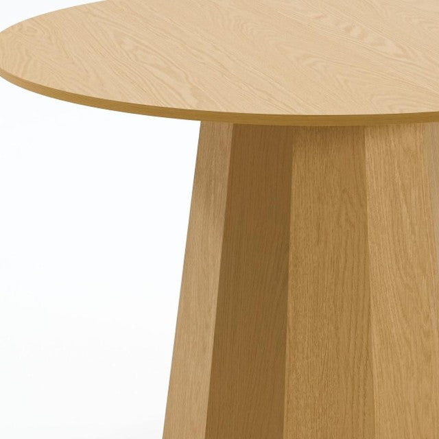 HomeRoots 46 Inch Oak Wood Round Dining Table with Pedestal Base for Casual Family Gatherings 721085