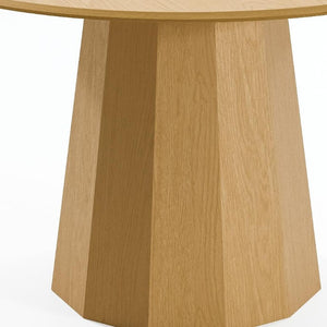 46 Inch Round Oak Wood Dining Table with Pedestal Base for Elegant Gatherings