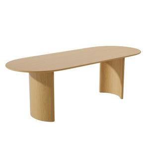 79 Inch Solid Wood Oval Dining Table with Double Pedestal Base Seats up to Eight Guests