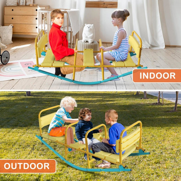 English Elm Kindergarten Triple Seat Seesaw Steel Frame Eva Foam Outdoor Playground Rocker W1408P280673