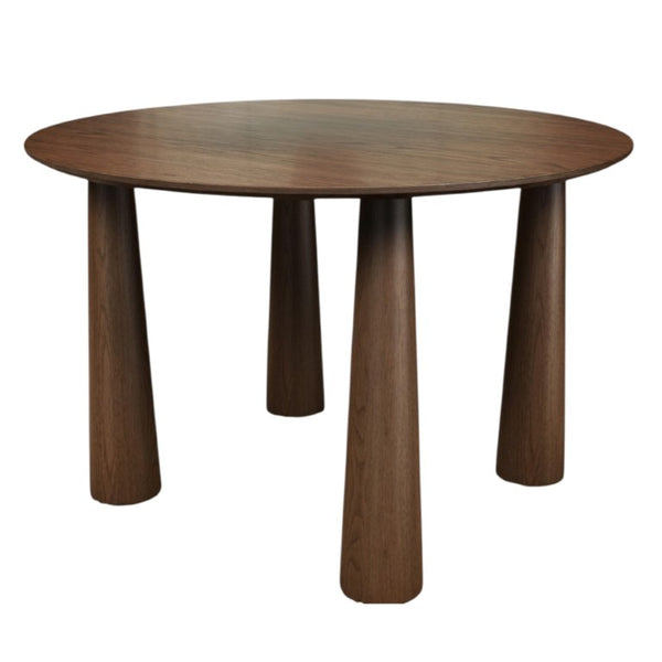 HomeRoots 52 Inch Round Solid Walnut Wood Dining Table Elegant Centerpiece for Modern Homes 721117