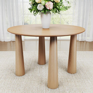 52 Inch Round Solid Wood Dining Table Sturdy Top for Modern Kitchen and Room Gatherings