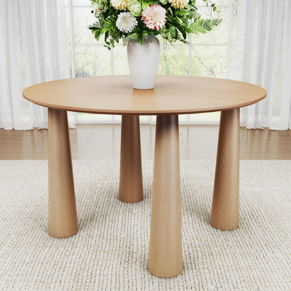 52 Inch Round Solid Wood Dining Table Sturdy Top for Modern Kitchen and Room Gatherings