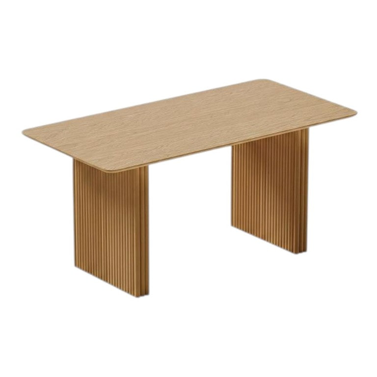 HomeRoots 79 Inch Solid Wood Dual Pedestal Dining Table Seats Eight for Elegant Gatherings 721122