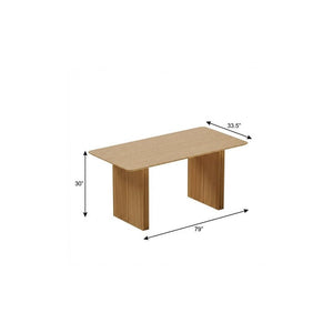 79 Inch Solid Wood Dual Pedestal Dining Table Seats Eight for Elegant Gatherings