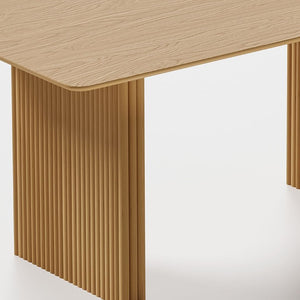79 Inch Solid Wood Dual Pedestal Dining Table Seats Eight for Elegant Gatherings