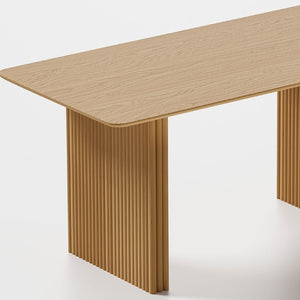 79 Inch Solid Wood Dual Pedestal Dining Table Seats Eight for Elegant Gatherings