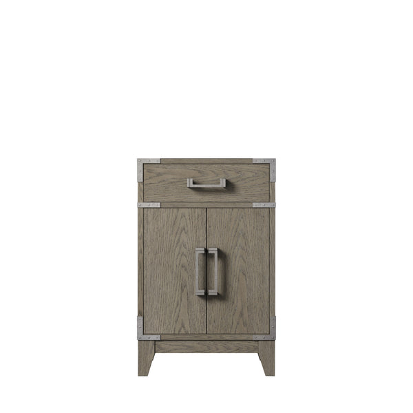 English Elm Grey Oak Single Bath Vanity - Modern 20" W X 18" D Design With Soft-Close, Solid Wood Frame Storage B2731P259733