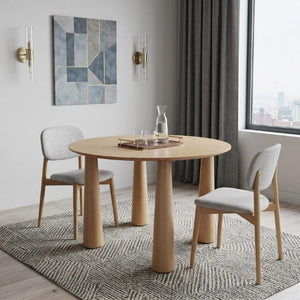 45 Inch Round Wood Dining Table Solid Top for Modern Kitchen and Casual Gatherings