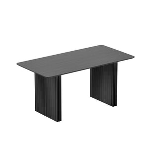HomeRoots 67 Inch Solid Wood Double Pedestal Dining Table for Six Seat Formal and Casual Gatherings Black 721129