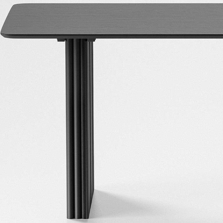 HomeRoots 67 Inch Solid Wood Double Pedestal Dining Table for Six Seat Formal and Casual Gatherings Black 721129