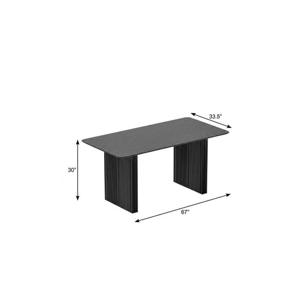 67 Inch Solid Wood Double Pedestal Dining Table for Six Seat Formal and Casual Gatherings