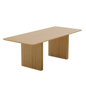 67 Inch Solid Wood Double Pedestal Dining Table for Six Seat Formal and Casual Gatherings