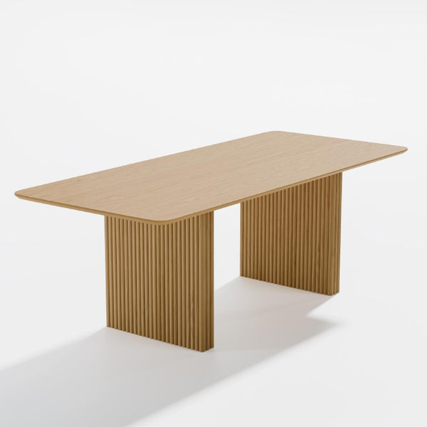 67 Inch Solid Wood Double Pedestal Dining Table for Six Seat Formal and Casual Gatherings