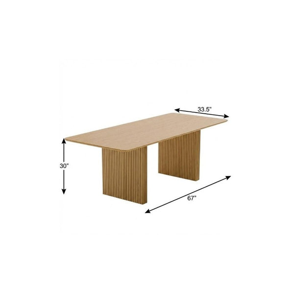 67 Inch Solid Wood Double Pedestal Dining Table for Six Seat Formal and Casual Gatherings
