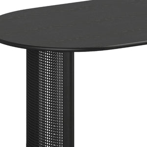 67 Inch Oval Dining Table with Double Pedestal Wood Base Seats Six for Elegant Gatherings