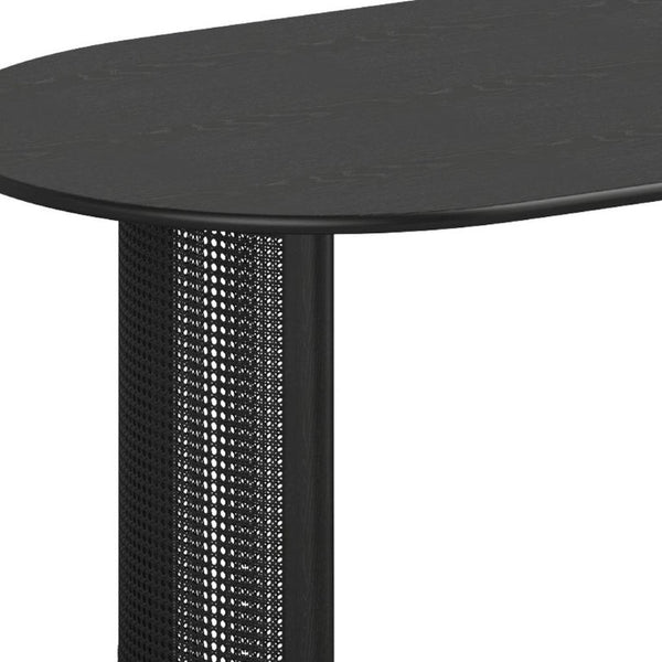 67 Inch Oval Dining Table with Double Pedestal Wood Base Seats Six for Elegant Gatherings
