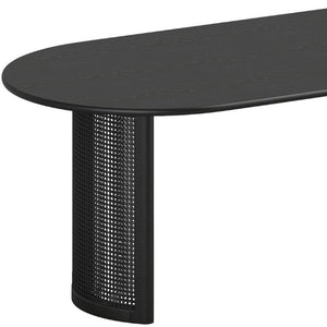 67 Inch Oval Dining Table with Double Pedestal Wood Base Seats Six for Elegant Gatherings