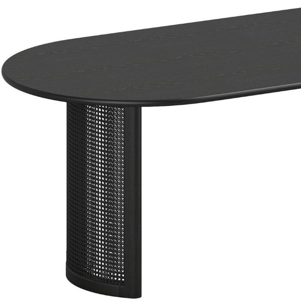 67 Inch Oval Dining Table with Double Pedestal Wood Base Seats Six for Elegant Gatherings