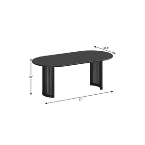 67 Inch Oval Dining Table with Double Pedestal Wood Base Seats Six for Elegant Gatherings