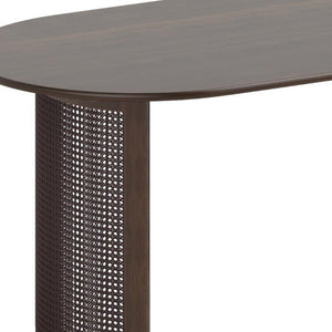 67 Inch Oval Dining Table with Double Pedestal Wood Base Seats Six for Elegant Gatherings